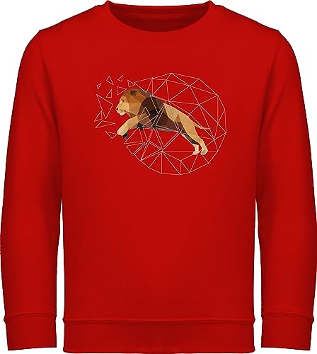 Shirtracer Sweatshirt Kinder Pullover für Jungen Mädchen - Freiheit Löwe - 128 (7/8 Jahre) - Rot - löwen Kinder-Pullover Jungen-Sweatshirt Sweatshirts Junge von Shirtracer
