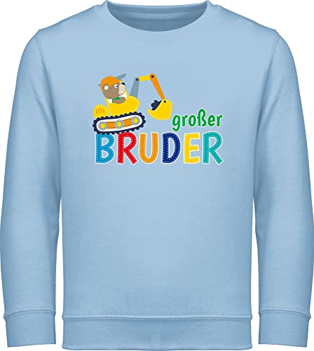 Sweatshirt Kinder Pullover für Jungen Mädchen - Großer Bruder Bagger - 116 (5/6 Jahre) - Hellblau - grosser geschenk ich bin großen ein 2024 jetzt geschenke zur geburt große 2025 grosser+bruder von Shirtracer