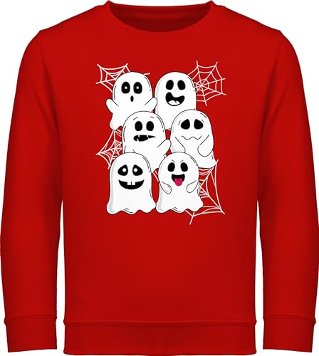 Shirtracer Sweatshirt Kinder Pullover für Jungen Mädchen - Halloween - Lustige Geister Gespenster Geist Gespenst - 104 (3/4 Jahre) - Rot - Kind Junge Haloween Outfits Ghost Pulli Spooky Season von Shirtracer