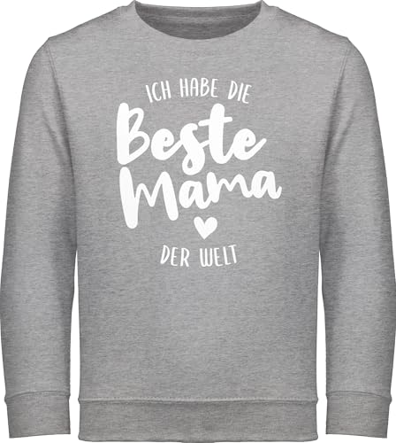 Shirtracer Sweatshirt Kinder Pullover für Jungen Mädchen - Ich Habe die Beste Mama der Welt - 104 (3/4 Jahre) - Grau meliert - muddi mamatags Pulli Mutter Best Mother Kind Mutti tollste Junge von Shirtracer