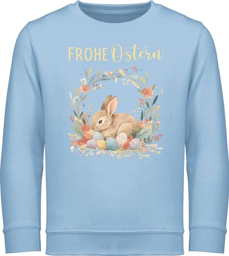 Sweatshirt Kinder Pullover für Jungen Mädchen - Ostergeschenke - Ostergeschenk Frohe Ostern niedlicher Osterhase Osterüberraschung I Mitbringsel Ostern Mini Geschenke - 140 (9/11 Jahre) - Hellblau von Shirtracer