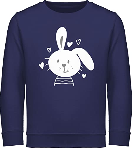 Shirtracer Sweatshirt Kinder Pullover für Jungen Mädchen - Ostergeschenke Ostern - Hasen Schlappohr - Osterhase - 104 (3/4 Jahre) - Navy Blau - Happy Easter Ostergeschenk kleinigkeit Ostereier von Shirtracer