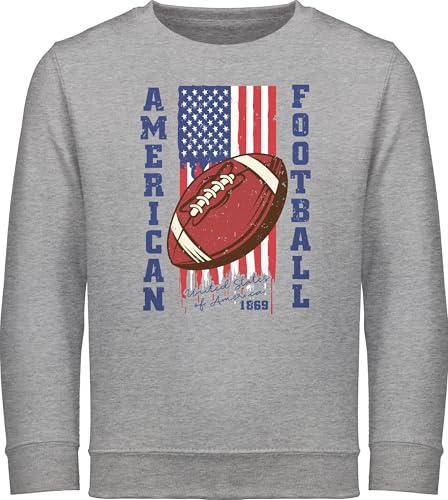 Shirtracer Sweatshirt Kinder Pullover für Jungen Mädchen - Sport Kleidung - American Football Flagge - blau - 116 (5/6 Jahre) - Grau meliert - 25. Geburtstag Pulli Sweater Sweatshirts von Shirtracer