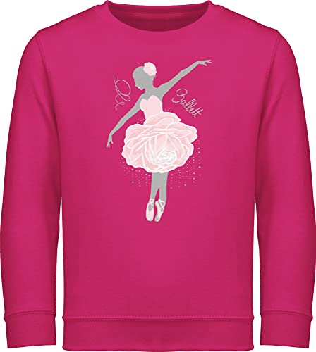 Shirtracer Sweatshirt Kinder Pullover für Jungen Mädchen - Sport Kleidung - Ballerina - grau/rosa - 116 (5/6 Jahre) - Fuchsia - 25. Geburtstag Ballett Pulli mit von Shirtracer