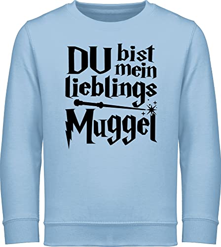 Sweatshirt Kinder Pullover für Jungen Mädchen - Statement Sprüche - Du bist mein Lieblingsmuggel schwarz - 140 (9/11 Jahre) - Hellblau - mit spruch geschenk zur einschulung lustige sprüchen von Shirtracer