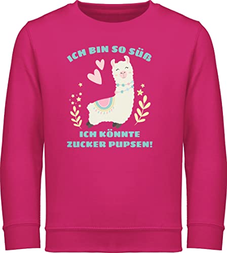 Shirtracer Sweatshirt Kinder Pullover für Jungen Mädchen - Statement Sprüche - Lama Ich Bin so süß ich könnte Zucker Pupsen - 152 (12/13 Jahre) - Fuchsia - sprüchen Pups Geschenk Pulli mit Aufschrift von Shirtracer