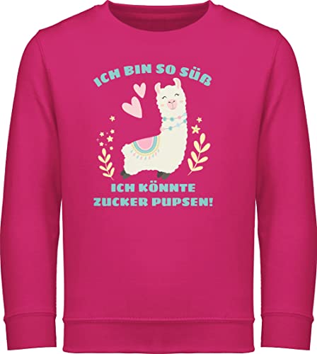 Shirtracer Sweatshirt Kinder Pullover für Jungen Mädchen - Statement Sprüche - Lama Ich Bin so süß ich könnte Zucker Pupsen - 152 (12/13 Jahre) - Fuchsia - Spruch Pups kinderpullover spruche Suess von Shirtracer