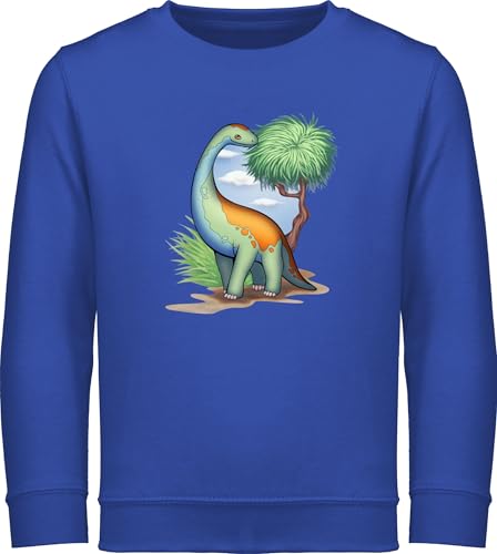 Sweatshirt Kinder Pullover für Jungen Mädchen - Tiermotiv Animal Print - Dino - Langhals - 152 (12/13 Jahre) - Royalblau - tiermotive dinosaurier reitpullover tiermotiven kinderpullover tier von Shirtracer