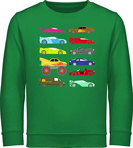 Sweatshirt Kinder Pullover für Jungen Mädchen - Traktor Bagger Co. - Rennwagen und Trucks - 116 (5/6 Jahre) - Grün - fahrzeuge auto pulli flugzeugen rennauto kinderpullover baumwolle kind junge von Shirtracer