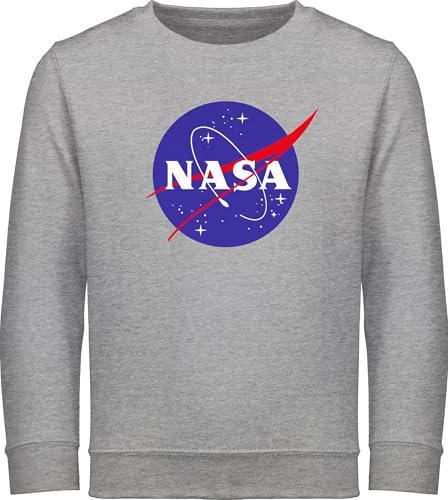 Sweatshirt Kinder Pullover für Jungen Mädchen - Trend Kinderkleidung und Co - Raumfahrt Nasa Meatball Logo I - 140 (9/11 Jahre) - Grau meliert - nasa+pullover kind space reitpullover patch pullis von Shirtracer