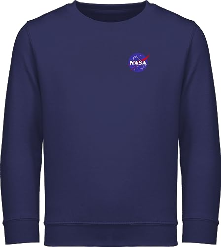 Shirtracer Sweatshirt Kinder Pullover für Jungen Mädchen - Weltall - NASA Logo Space X Merchandise Weltraum - 140 (9/11 Jahre) - Navy Blau von Shirtracer