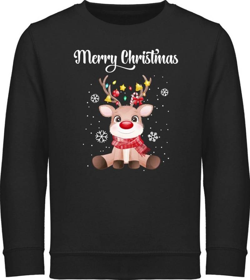 Shirtracer Sweatshirt Merry Christmas süßes Rentier, Rudolph Elch Rudolf Weihnachten Kleidung Kinder von Shirtracer