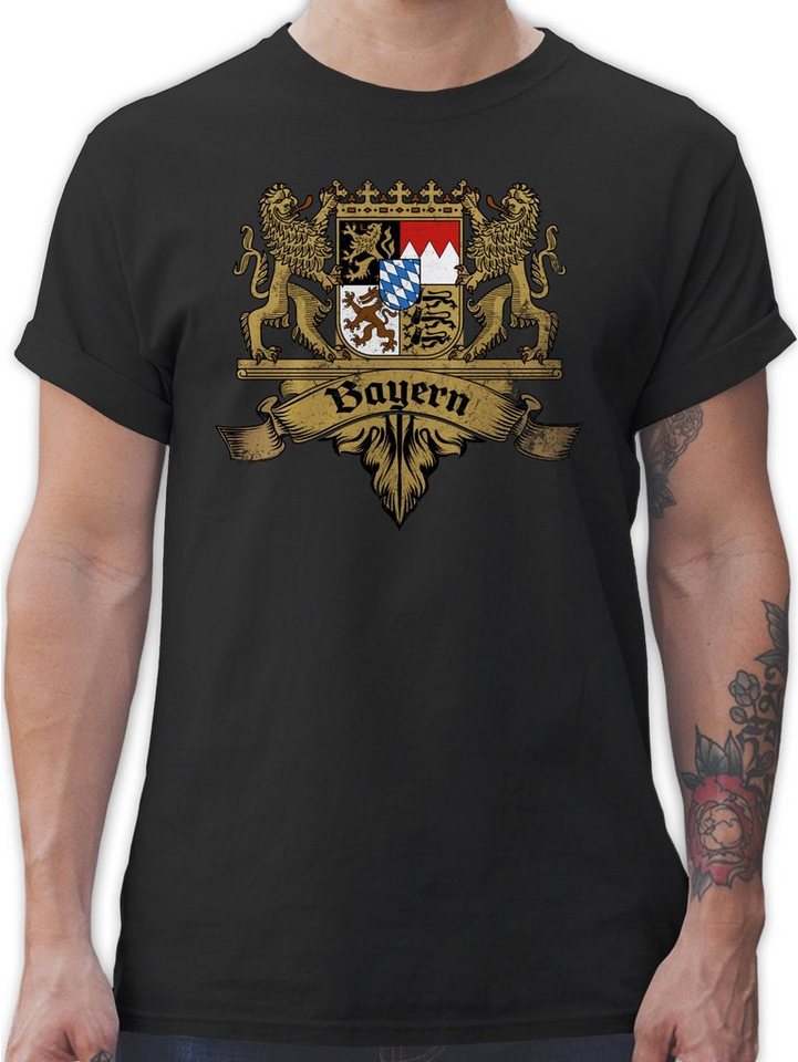 Shirtracer T-Shirt Bayern Wappen Bayernland Freistaat Bayern Mode für Oktoberfest Herren von Shirtracer