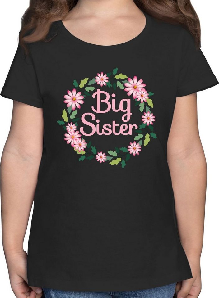 Shirtracer T-Shirt Big Sister mit Blumenkranz Geschwister Schwester Geschenk von Shirtracer