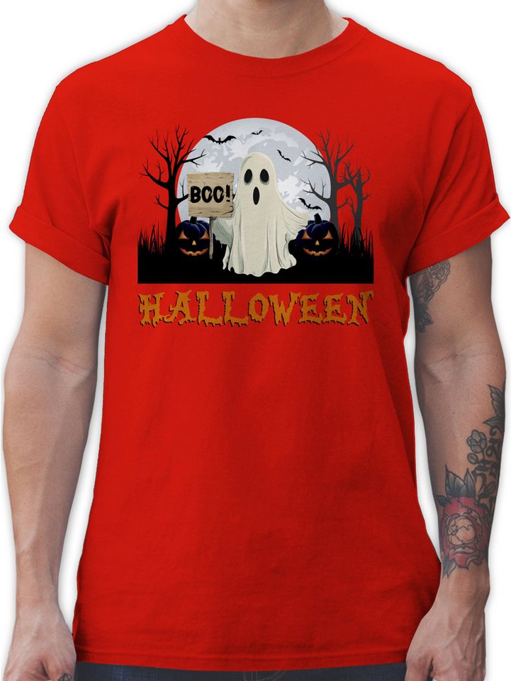 Shirtracer T-Shirt Boo Geist Halloween, Spuk I Vollmond I Gruselig I Spooky Halloween Kostüme Herren von Shirtracer