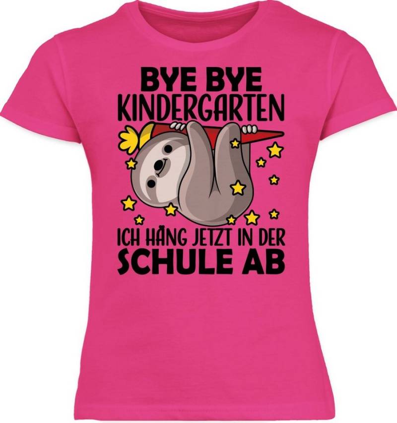 Shirtracer T-Shirt Bye Bye Kindergarten ich hänge jetzt in der Schule ab mit Faultier - s Einschulung Mädchen von Shirtracer