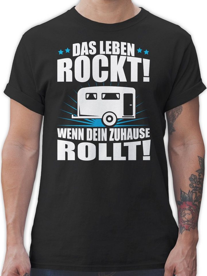 Shirtracer T-Shirt Das Leben rockt! Wohnwagen weiß Hobby Outfit von Shirtracer