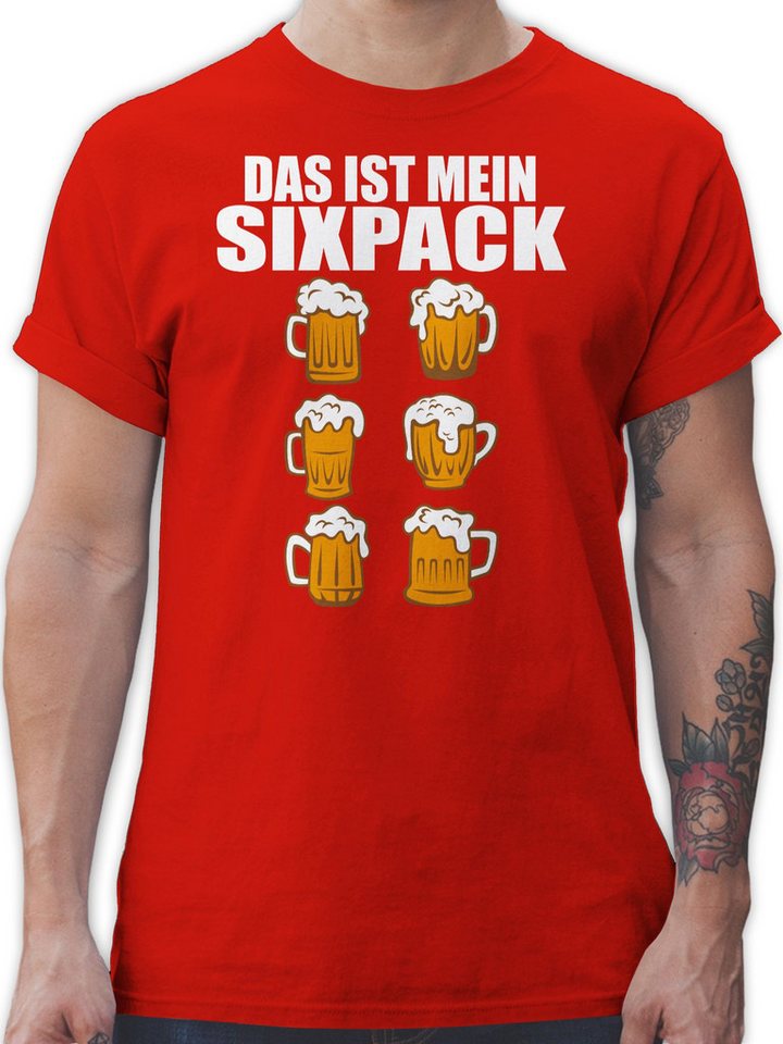 Shirtracer T-Shirt Das ist mein Sixpack - Bier - weiß Mode für Oktoberfest Herren von Shirtracer