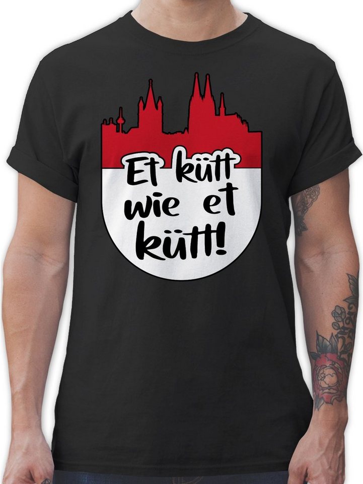 Shirtracer T-Shirt Et kütt wie et kütt! rot weiß - Kölsch Grundgesetz Köln Echte Kölner Karneval Outfit von Shirtracer