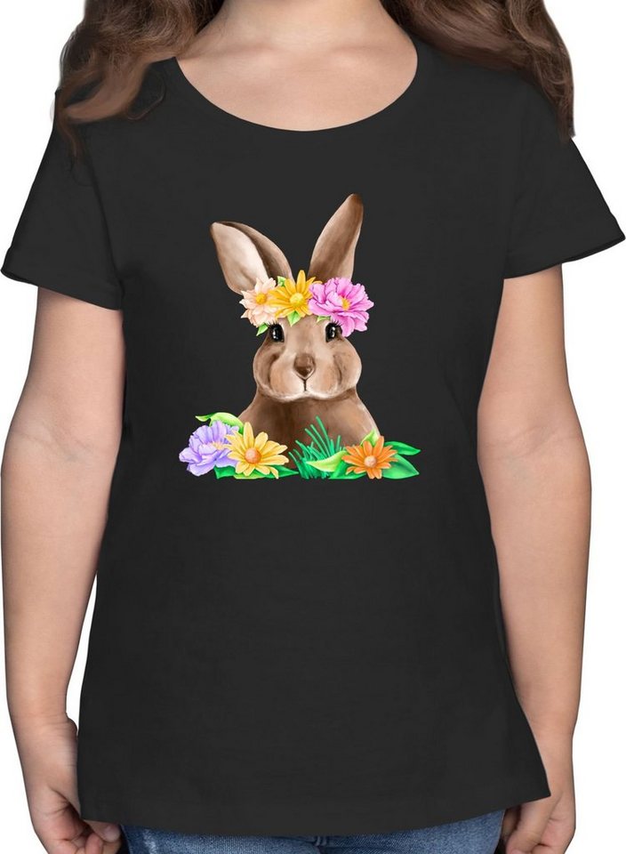 Shirtracer T-Shirt Hase mit Blumen Geschenk Ostern von Shirtracer