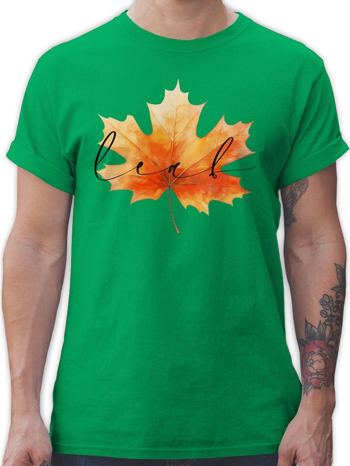 Shirtracer T-Shirt Herbstblatt, Herbstfarben, Herbstliches Blatt, Herbstmotiv Leaf Halloween Kostüme Herren von Shirtracer