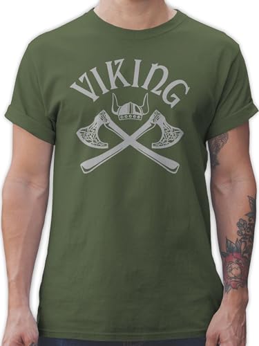 Shirtracer T-Shirt Herren - & Walhalla - Wikinger Viking Nordmänner Odin Walhall Streitaxt - 3XL - Army Grün - nordmann axt t Shirt Tshirt vikinger Shirts männer Wikinger Wikinger&Walhalla von Shirtracer