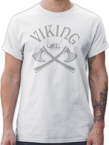 Shirtracer T-Shirt Herren - & Walhalla - Wikinger Viking Nordmänner Odin Walhall Streitaxt - M - Weiß Wikinger&Walhalla wikingeraxt Shirts männer Tshirt nordmann Wikinger. axt Tshirts vikinger von Shirtracer