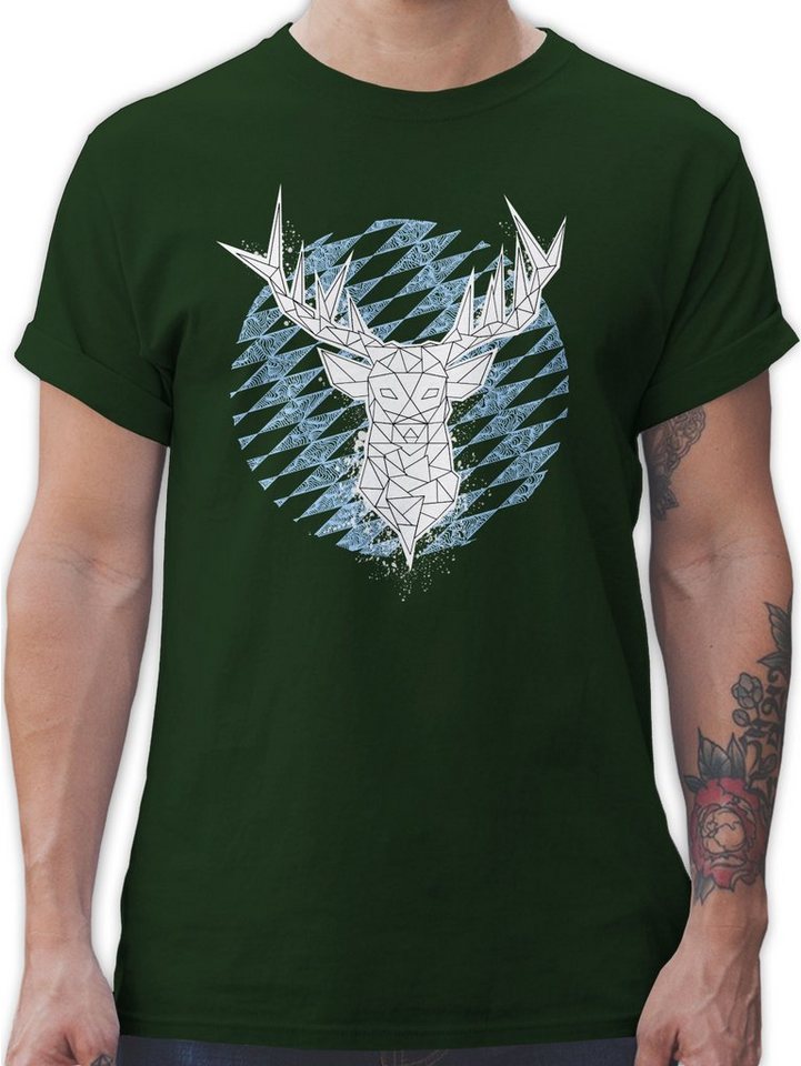 Shirtracer T-Shirt Hirsch Bayern Rauten Mode für Oktoberfest Herren von Shirtracer