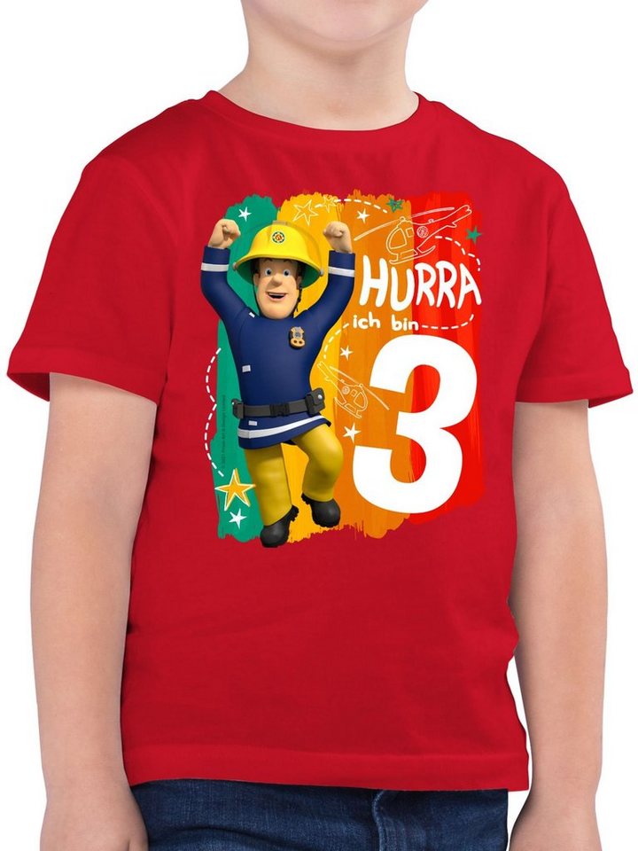 Shirtracer T-Shirt Hurra ich bin Drei - Sam (1-tlg) Feuerwehrmann Sam Jungen von Shirtracer