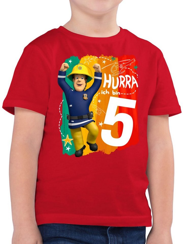 Shirtracer T-Shirt Hurra ich bin Fünf - Sam (1-tlg) Feuerwehrmann Sam Jungen von Shirtracer