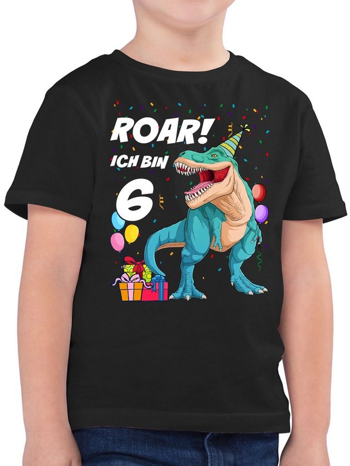 Shirtracer T-Shirt Ich bin 6 Jahre - T-Rex Dinosaurier Dino 6. Geburtstag von Shirtracer