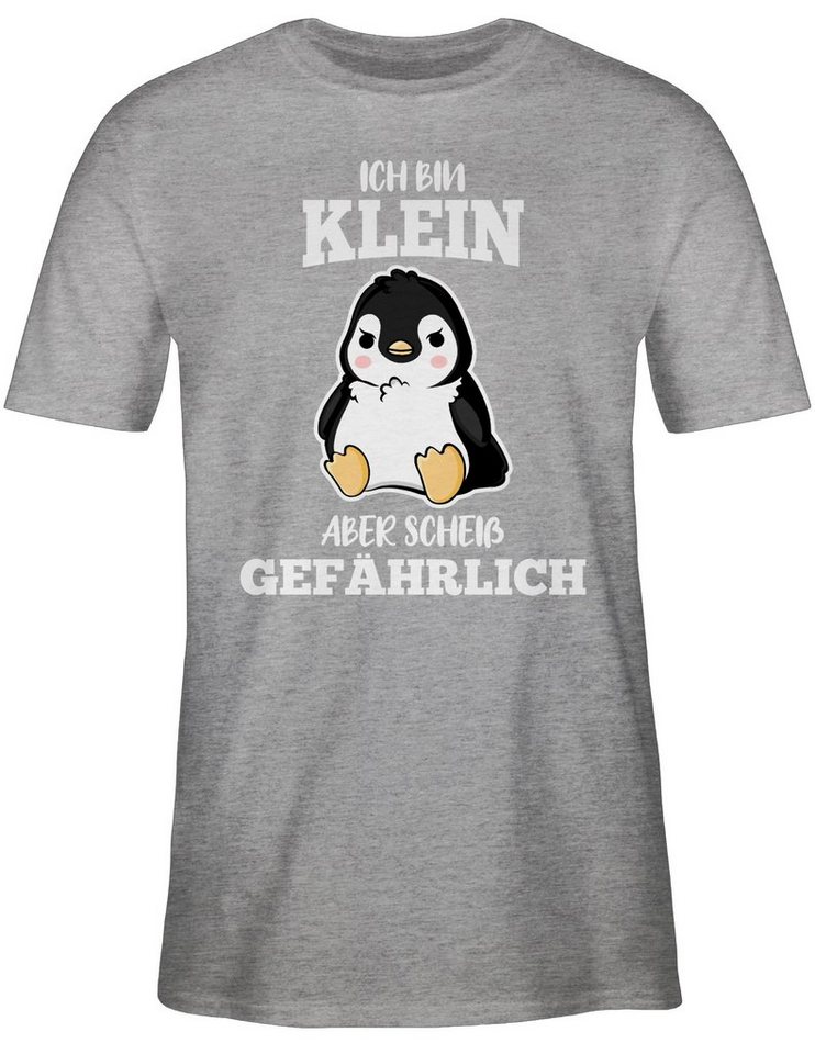 Shirtracer T-Shirt Ich bin klein aber scheiß gefährlich Pinguin weiß Sprüche Statement mit Spruch von Shirtracer