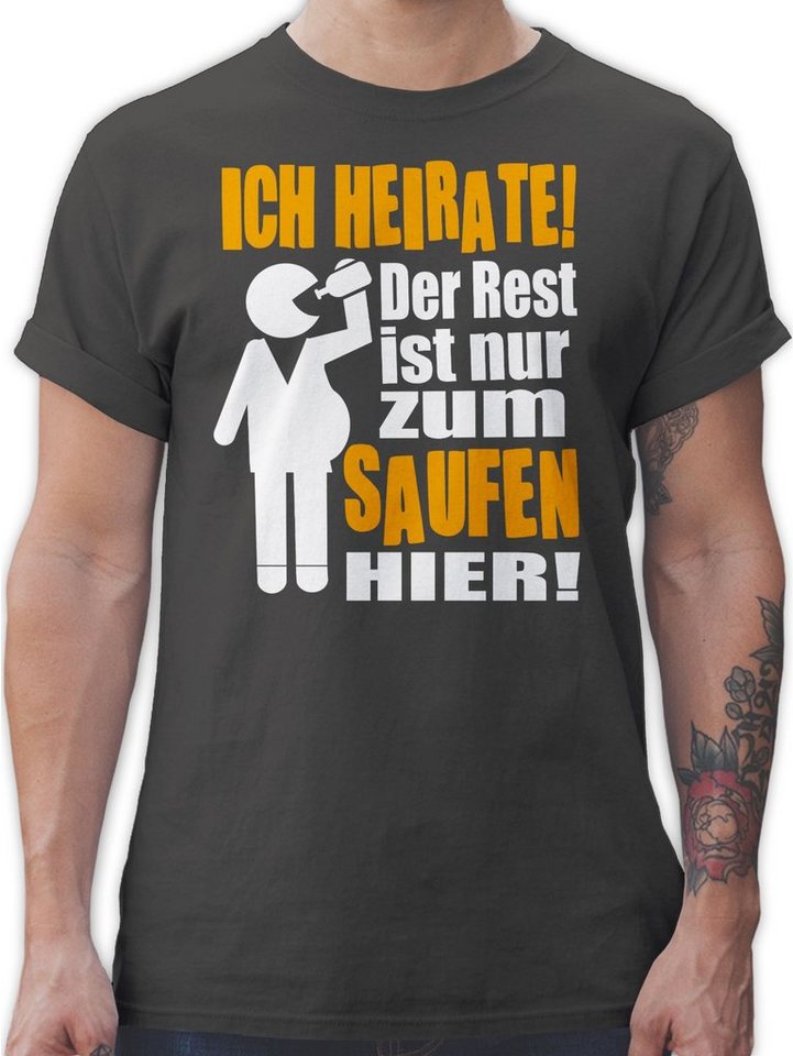 Shirtracer T-Shirt Ich heirate! Der Rest ist nur zum saufen hier! Figur mit Flasche JGA Männer von Shirtracer