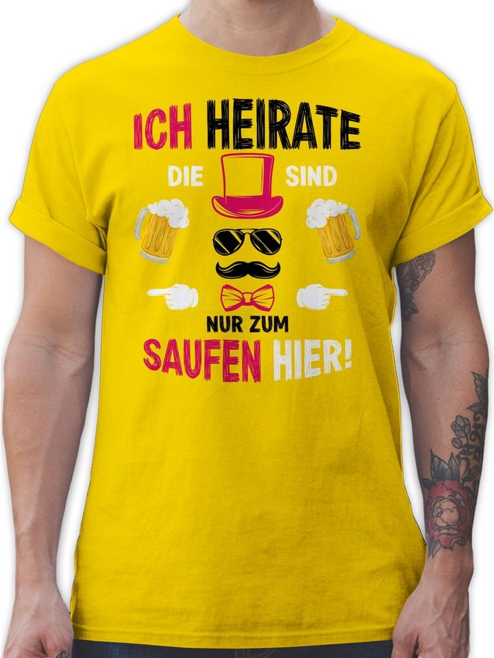 Shirtracer T-Shirt Ich heirate die sind nur zum saufen hier JGA Männer von Shirtracer