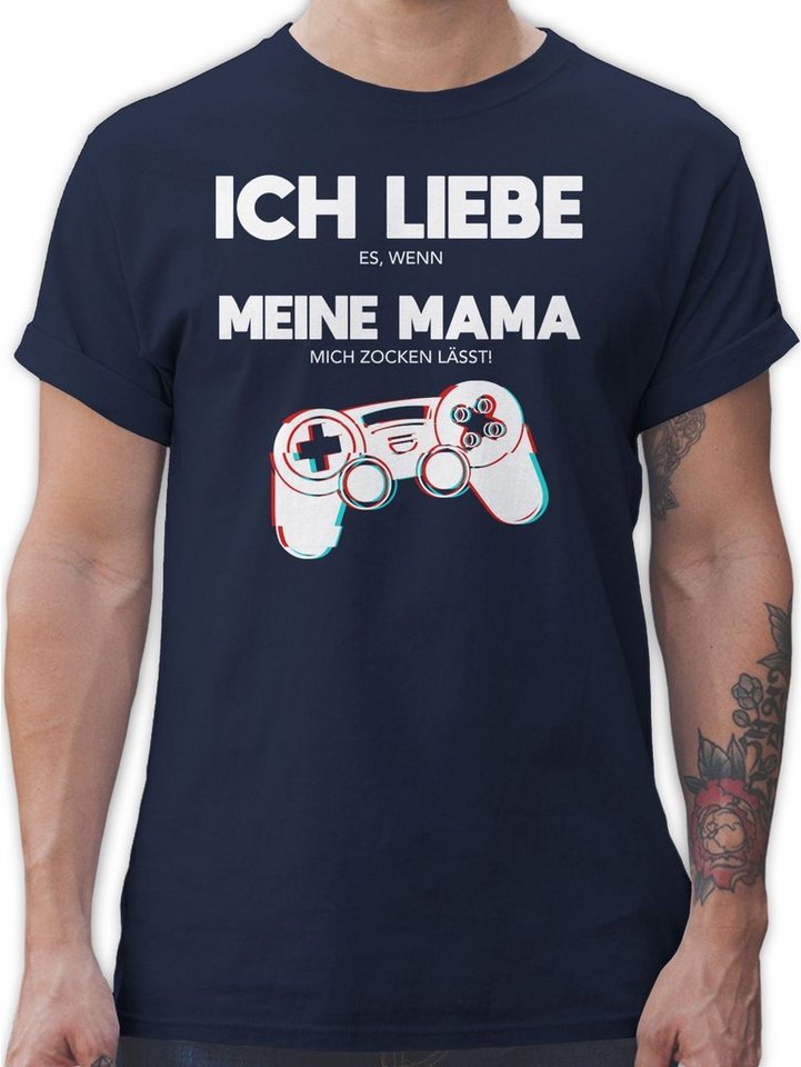 Shirtracer T-Shirt Ich liebe es, wenn meine Mama mich zocken lässt - Controller Glitch Nerd Geschenke von Shirtracer