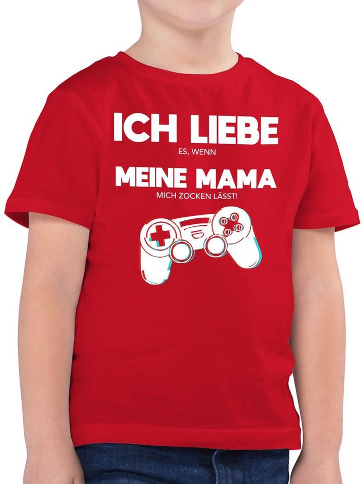 Shirtracer T-Shirt Ich liebe es, wenn meine Mama mich zocken lässt - Controller Glitch Statement Sprüche Kinder von Shirtracer