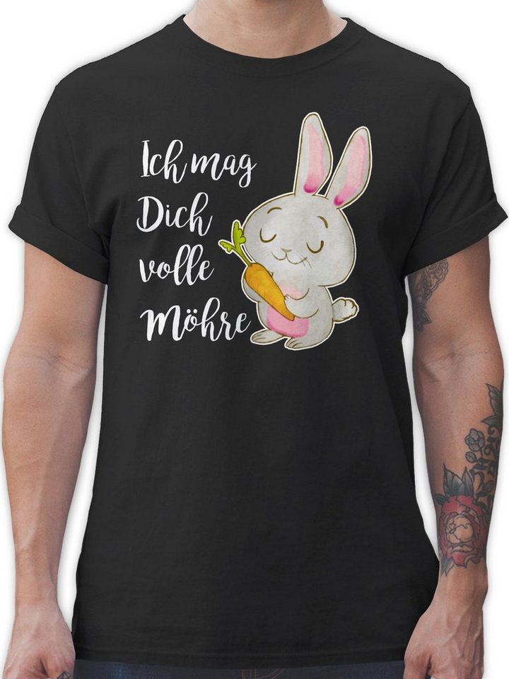 Shirtracer T-Shirt Ich mag dich volle Möhre Aquarell weiß - Ostergeschenke - Herren Premium T-Shirt oder mit Osterhasen, Geschenke für Partner zu Ostern, kleine Ostergeschenke als Oster - Kleinigkeit von Shirtracer