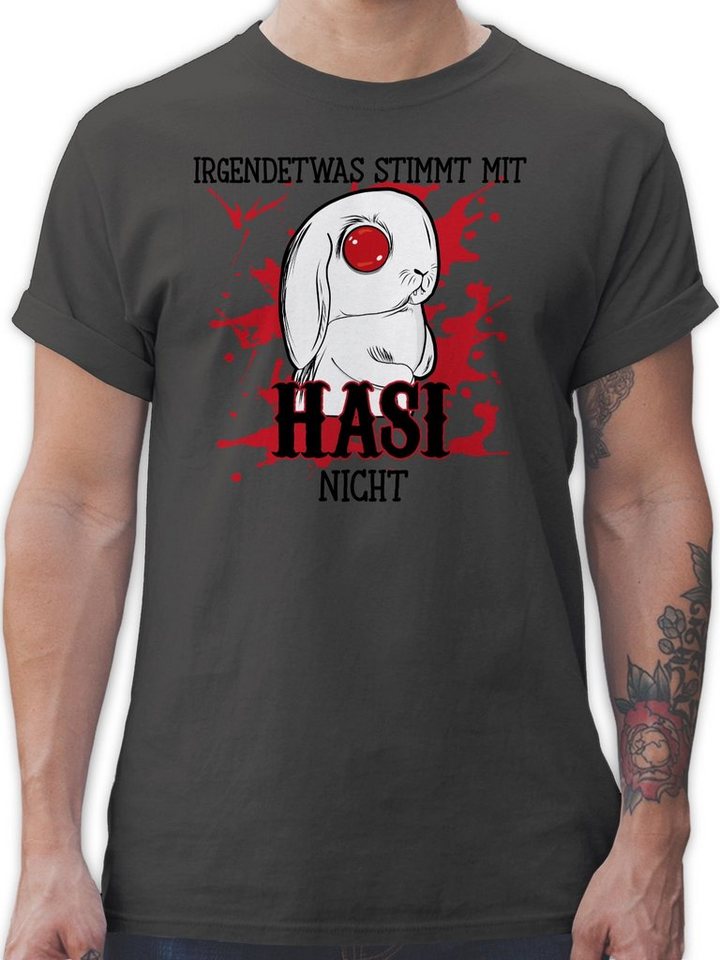 Shirtracer T-Shirt Irgendetwas stimmt mit Hasi nicht I Halloween Kostüme Herren von Shirtracer