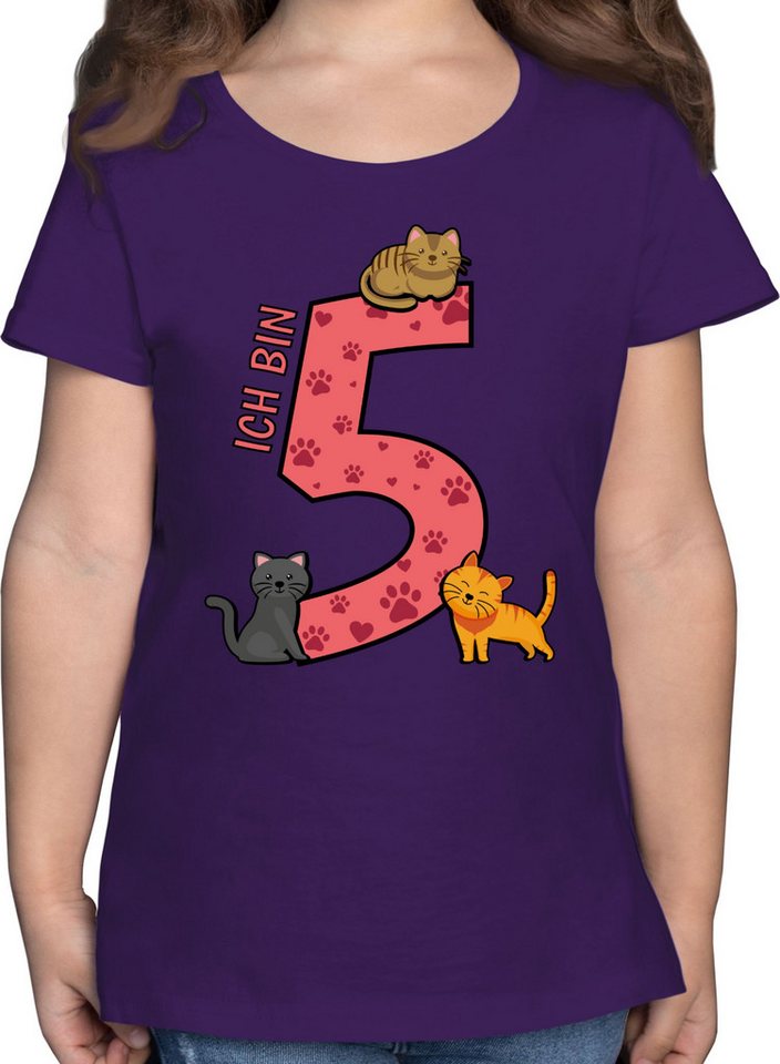 Shirtracer T-Shirt Katzen Fünfter 5. Geburtstag von Shirtracer