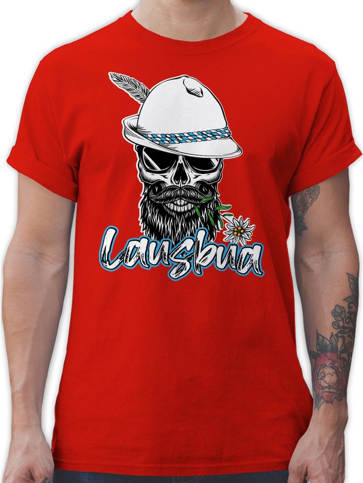 Shirtracer T-Shirt Lausbua Totenkopf Skull Bayrisch Lausbub Schlingel Mode für Oktoberfest Herren von Shirtracer