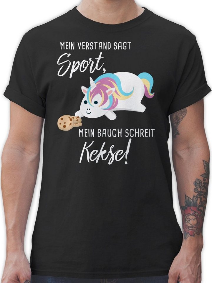 Shirtracer T-Shirt Mein Bauch schreit Kekse! Einhorn Sprüche Statement von Shirtracer