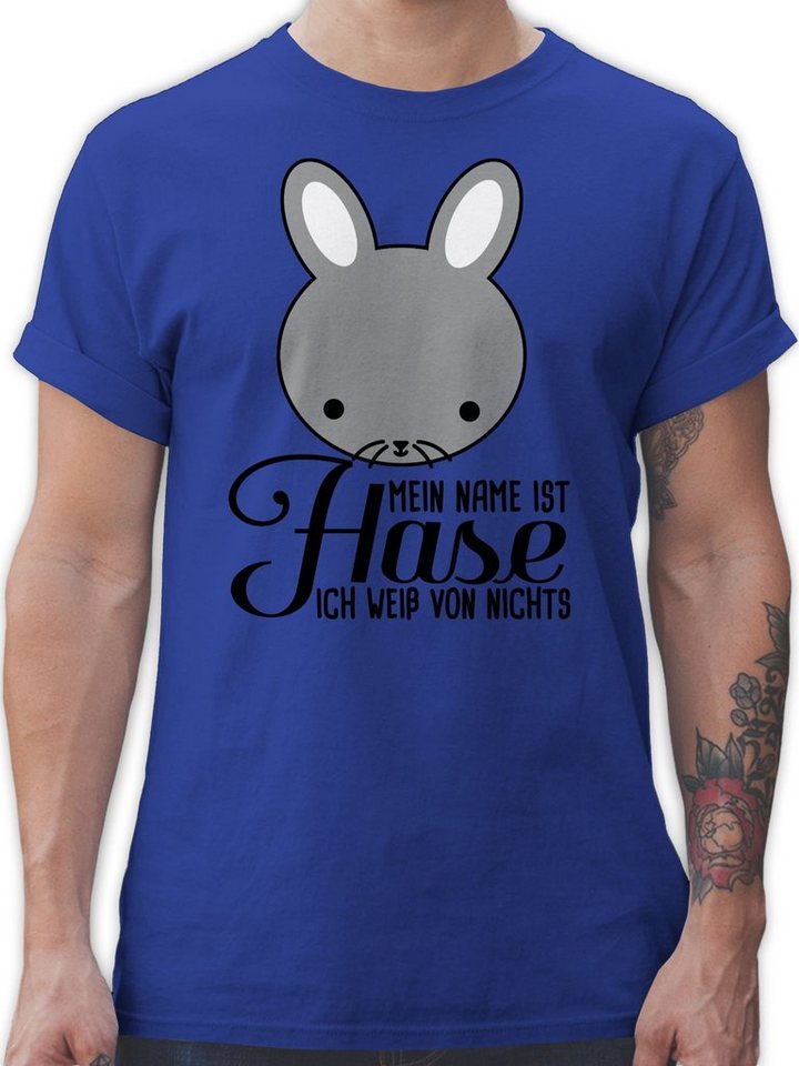 T-Shirt Mein Name ist Hase ich weiß von nichts - Ostergeschenke - Herren Premium T-Shirt oder mit Osterhasen, Geschenke für Partner zu Ostern, kleine Ostergeschenke als Oster - Kleinigkeit von Shirtracer