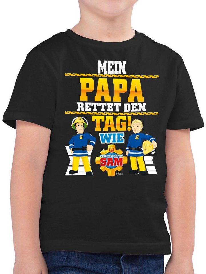 Shirtracer T-Shirt Mein Papa rettet den Tag wie Sam & Penny (1-tlg) Feuerwehrmann Sam Jungen von Shirtracer