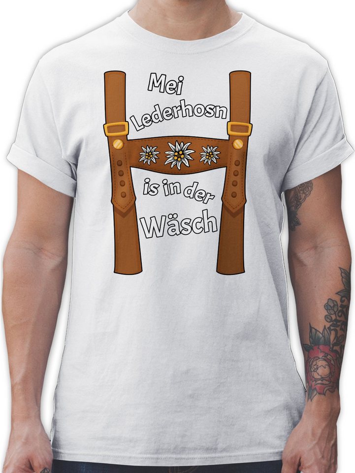 Shirtracer T-Shirt Meine Lederhose ist in der Wäsche - Mei Lederhosn is in da Wäsch Mode für Oktoberfest Herren von Shirtracer