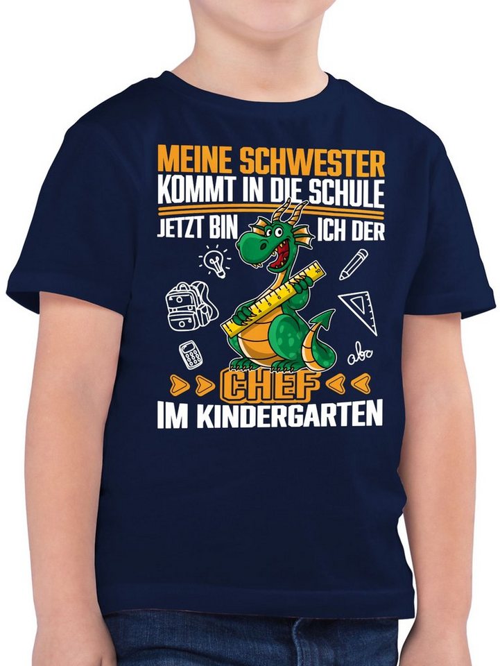 Shirtracer T-Shirt Meine Schwester kommt in die Schule - Jetzt bin ich der Chef im Kinder (1-tlg) Hallo Kindergarten von Shirtracer