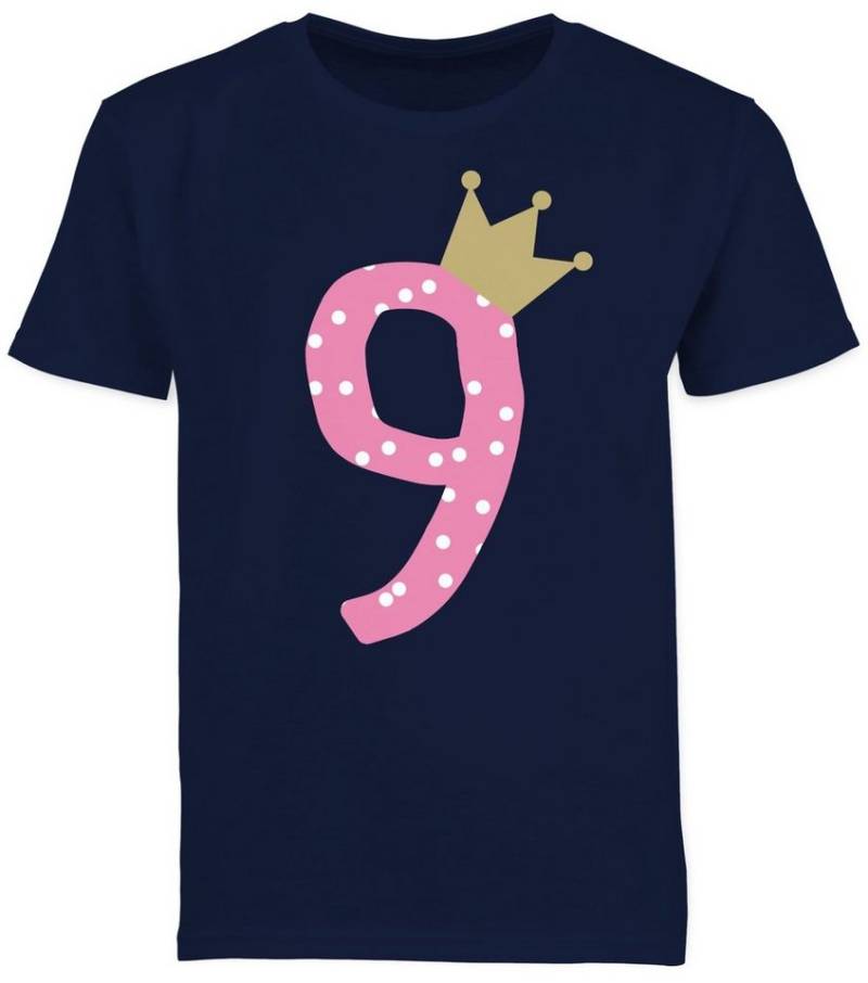 Shirtracer T-Shirt Neun Krone Mädchen Neunter (1-tlg) 9. Geburtstag von Shirtracer