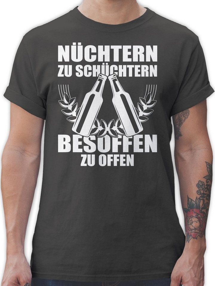 Shirtracer T-Shirt Nüchtern zu schüchtern - besoffen zu offen - weiß Party & Alkohol Herren von Shirtracer