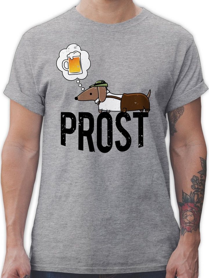 Shirtracer T-Shirt Prost mit Dackel und Bier Vintage Mode für Oktoberfest Herren von Shirtracer