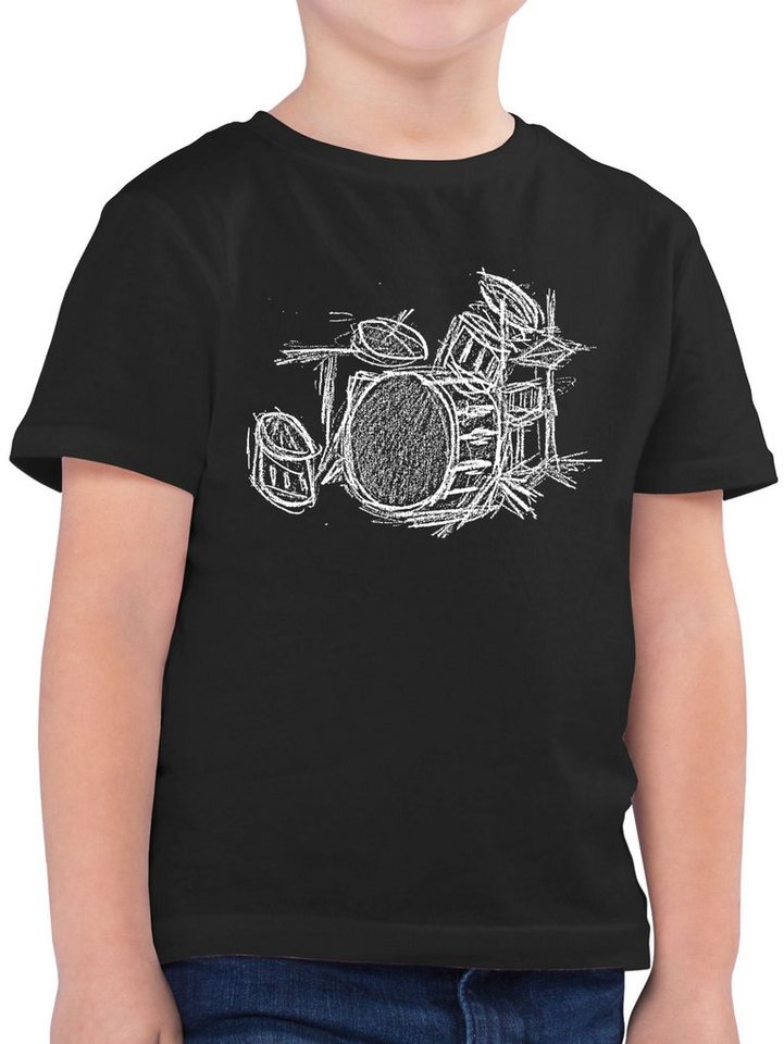 Shirtracer T-Shirt Schlagzeug - Kreidezeichnung (1-tlg) Music von Shirtracer