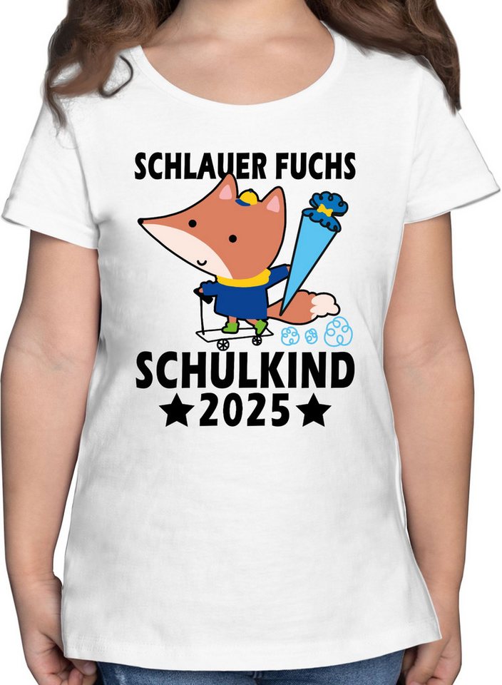 Shirtracer T-Shirt Schlauer Fuchs Schulkind 2025 - schwarz Einschulung Mädchen von Shirtracer